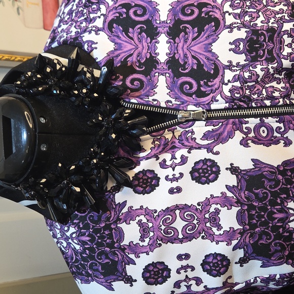 Nwot 14/16 Ashley Stewart Purple and White Bomber Jacket - Picture 16 of 17